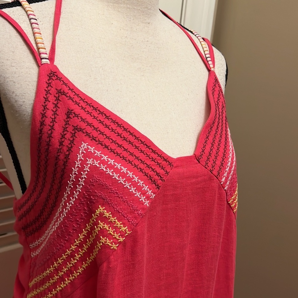 135. SFIZIO Linen Maxi Dress In Raspberry, Size Medium - Picture 5 of 17